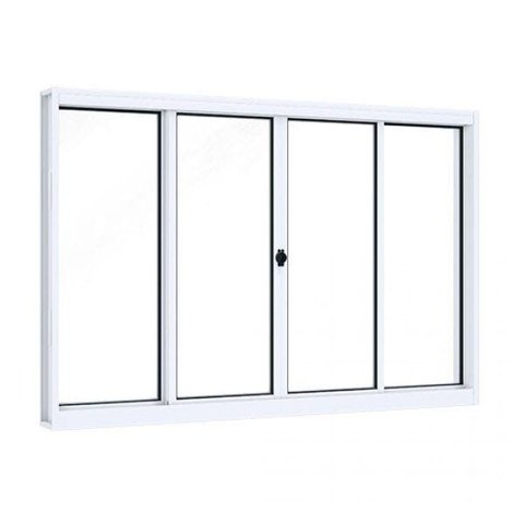 Janela de Aço de Correr 100x150cm 4 Folhas com Vidro Liso Riobras Branco Lucasa