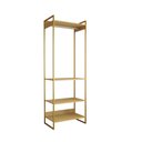 Ver imagem 2 de Closet Modulado Estilo Industrial Solteiro Loft Canela Cabideiro Base Dourada