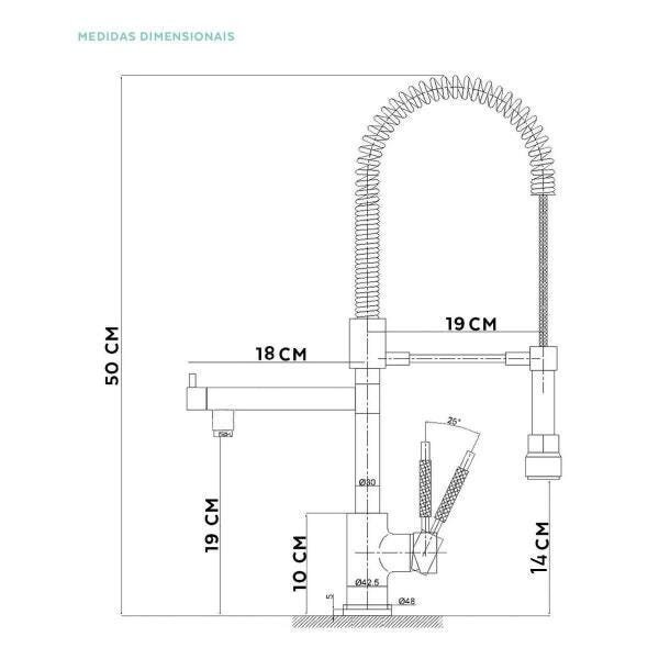 Torneira Gourmet Monocomando Cozinha 50Cm Misturador - 5