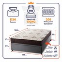 Ver imagem 2 de Conjunto Box Baú Allura Cinza 138x188x65 c/ Molas Ensacadas