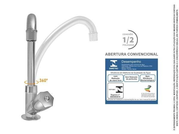 Torneira Mesa Bica Móvel Cozinha Cromada Slim 25426 - 2