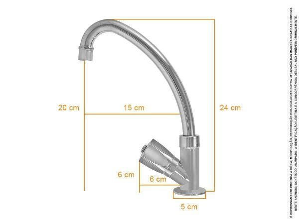 Torneira Mesa Bica Móvel Cozinha Cromada Slim 25426 - 4