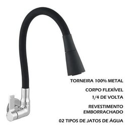 Torneira Cozinha Parede Flexivel Leão Color Duo Black - 6368 - 3