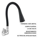 Ver imagem 3 de Torneira Cozinha Parede Flexivel Leão Color Duo Black - 6368