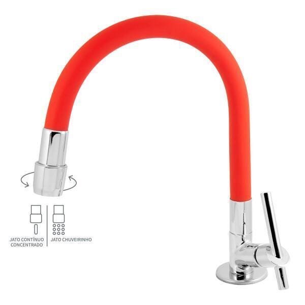 Torneira Color Slim Vermelha Flexível 1168 C 72 - 2