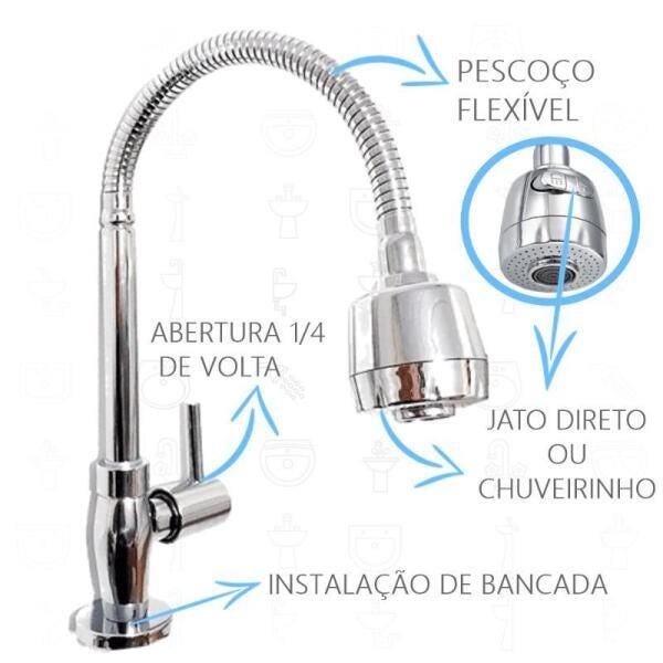 Torneira De Bancada Gourmet Junior 1/4 De Volta - 2