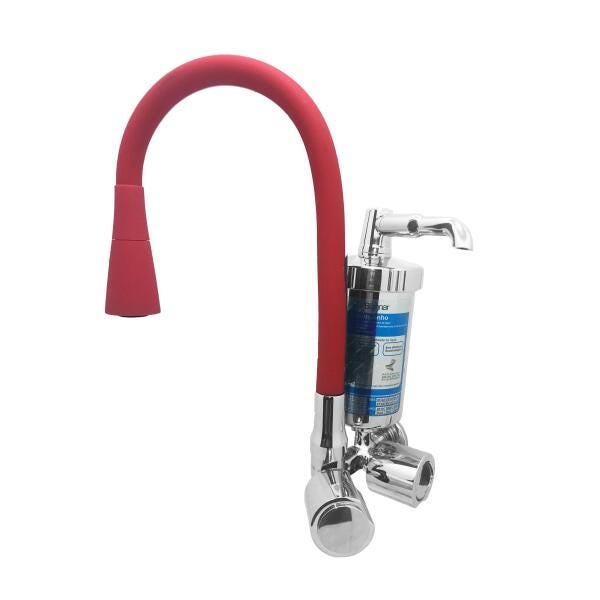 Torneira Filtro Conic Vemelha Com Copo Abs C40 Parede - 1