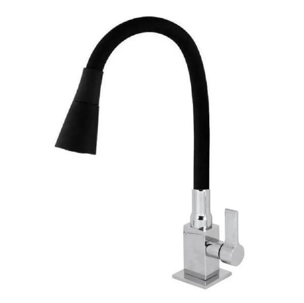 Torneira Gourmet Flexível Cone 2 Jatos Quadra Bancada Preta - 1