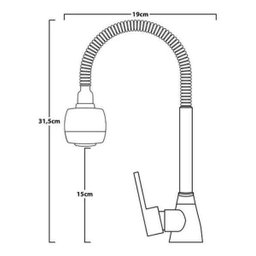 Torneira Gourmet Monocomando Flexível Cozinha Cromada/Preta - 5
