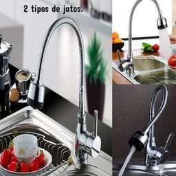 Torneira Gourmet Monocomando Flexível Cozinha Cromada/Preta - 2