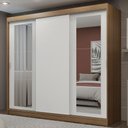 Ver imagem 1 de Guarda-Roupa Casal Madesa Kansas 3 Portas de Correr com Espelhos 3 Gavetas Rustic/Branco Cor:Rustic/