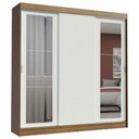 Ver imagem 2 de Guarda-Roupa Casal Madesa Kansas 3 Portas de Correr com Espelhos 3 Gavetas Rustic/Branco Cor:Rustic/