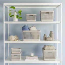 Caixa Organizadora Armário Tampa Bambu 20cm - Bege - 6