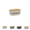 Caixa Organizadora Armário Tampa Bambu 20cm - Bege - 1