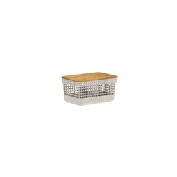 Caixa Organizadora Armário Tampa Bambu 20cm - Bege - 2