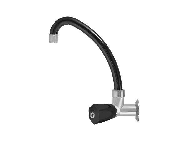 Torneira Parede Bica Móvel Cozinha Preta Cromada Slim 25419 - 7