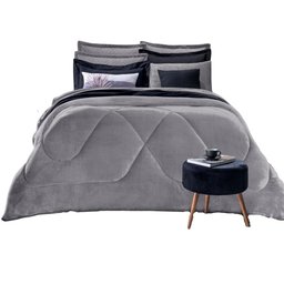 Edredom Plush Inove Liso King Cor:Cinza Cromo - 4