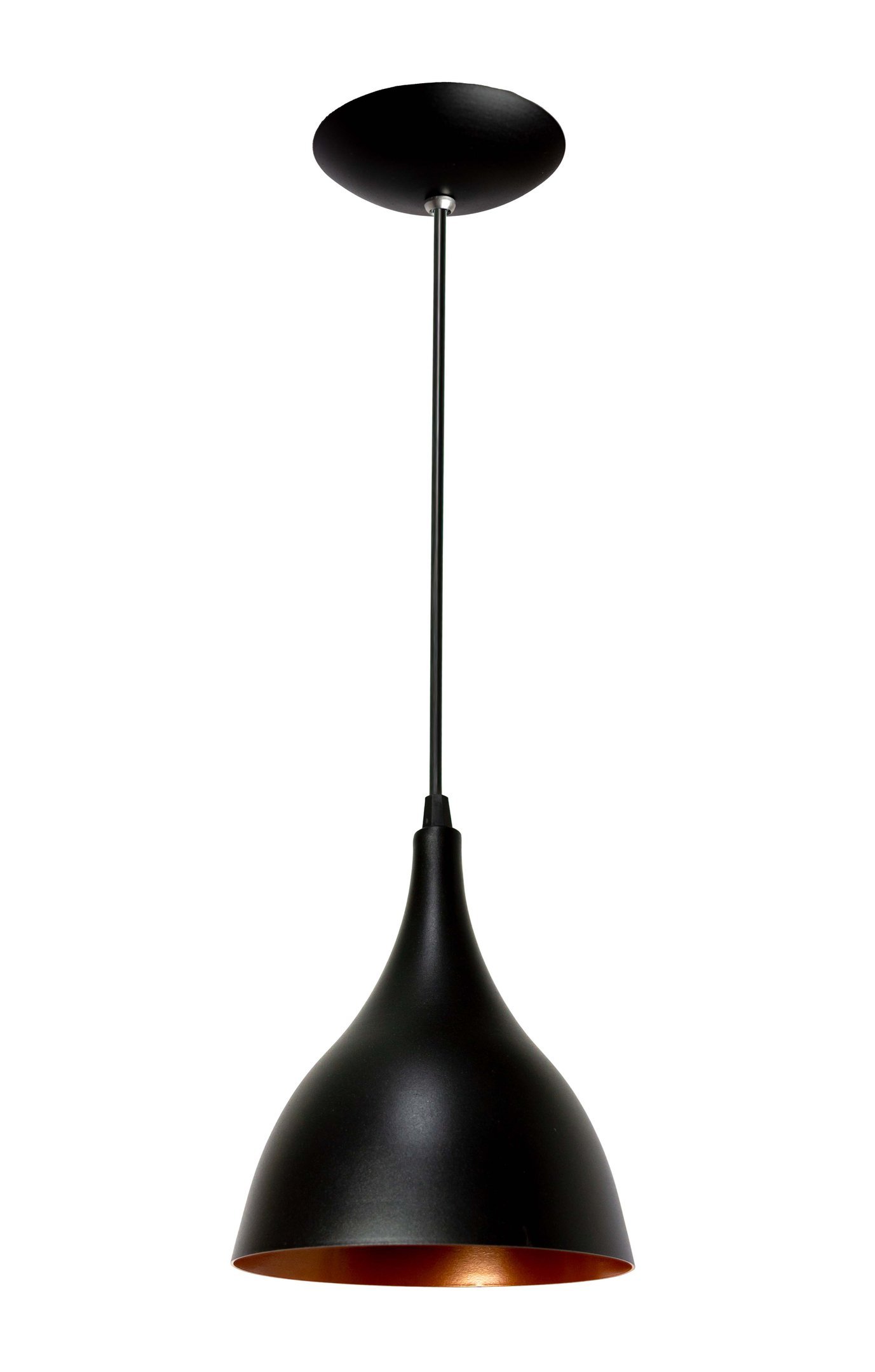 Pendente Lustre em Alumínio Gota Preto com Cobre MadeiraMadeira