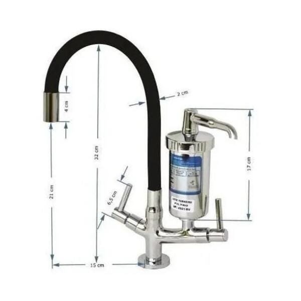 Torneira Metal Com Filtro Cozinha Gourmet Bancada Pia Mesa - 3