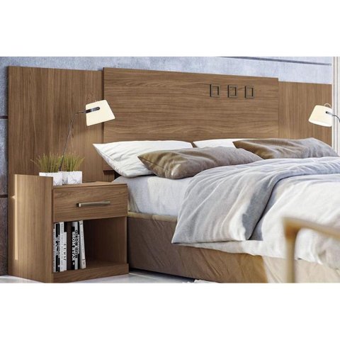 Painel Cama Box Madeirado Casal/queen Havana Plus C/ 2 Mesas e 2 Gavetas Jatobá - Santos Andirá