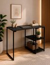 Ver imagem 1 de Mesa de Apoio Escrivaninha com Estante Prateleira Nic 900 mm Cor:Preto/Preto