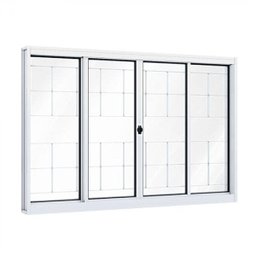 Janela de Aço de Correr 100x120cm 4 Folhas com Grade e Vidro Liso Riobras - 2