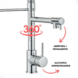 Torneira Gourmet Vip Metal Monocomando Misturador Spray - 8
