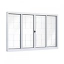 Ver imagem 2 de Janela de Aço de Correr 100x150cm 4 Folhas com Grade e Vidro Liso Riobras