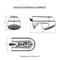 Ducha Chuveiro Eletrônica Compact Jato Amplo Inclinado Potência 7500w/220v Preto Durín - 5