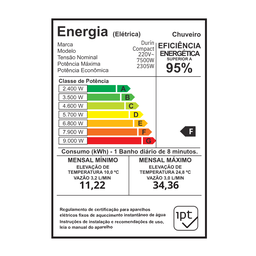 Ducha Chuveiro Eletrônica Compact Jato Amplo Inclinado Potência 7500w/220v Preto Durín - 4