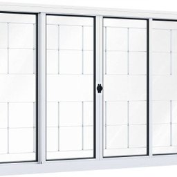 Janela de Aço de Correr 100x200cm 4 Folhas com Grade e Vidro Liso Riobras - 3 Janela de Aço de Correr 100x200cm 4 Folhas com Grade e Vidro Liso Riobras - 3