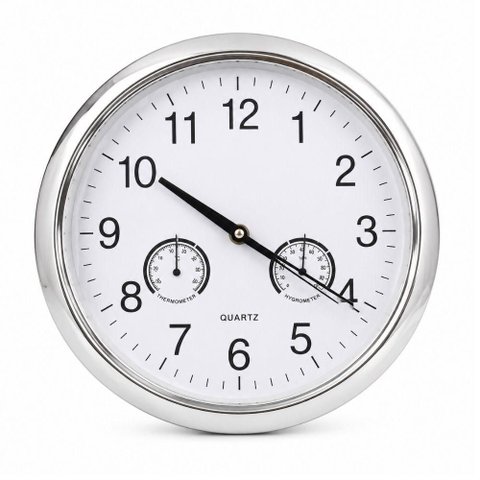 Relógio de Parede Decorativo Prateado 25cm Moderno