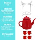 Ver imagem 2 de Conjunto Bule Esmaltado 1700ml com 4 Mini Canecas e Suporte Cromado - Tuut
