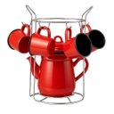 Ver imagem 1 de Conjunto Bule Esmaltado 1700ml com 4 Mini Canecas e Suporte Cromado - Tuut