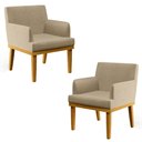 Ver imagem 1 de Kit 2 Poltronas Decorativas Vitória W01 Linho Bege Escuro - Mpozenato