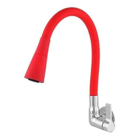 Torneira Cozinha Parede Flexível Leão Duo Color Red - 6368