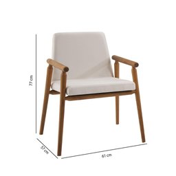 Poltrona Rodrigues com Tecido Suede - Crú - 4