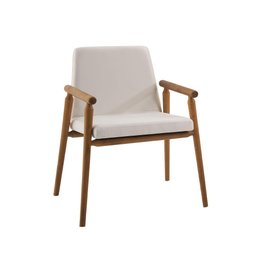 Poltrona Rodrigues com Tecido Suede - Crú - 1