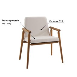 Poltrona Rodrigues com Tecido Suede - Crú - 3