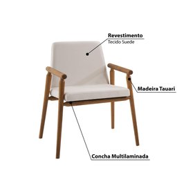 Poltrona Rodrigues com Tecido Suede - Crú - 2