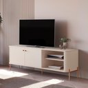 Ver imagem 2 de Rack Bancada Tucupí 140cm para Tv até 60" com Pés de Metal Off White/bronze