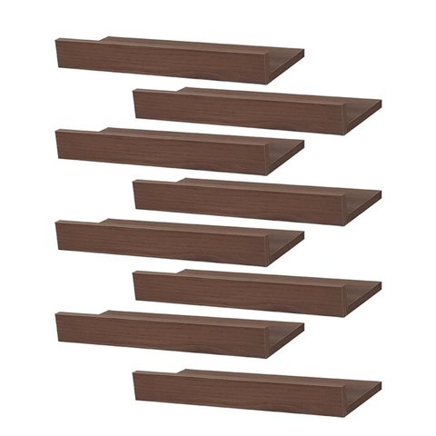 Kit 8 Prateleiras Porta Quadros 50 X 10cm Nogal Suporte Invisível