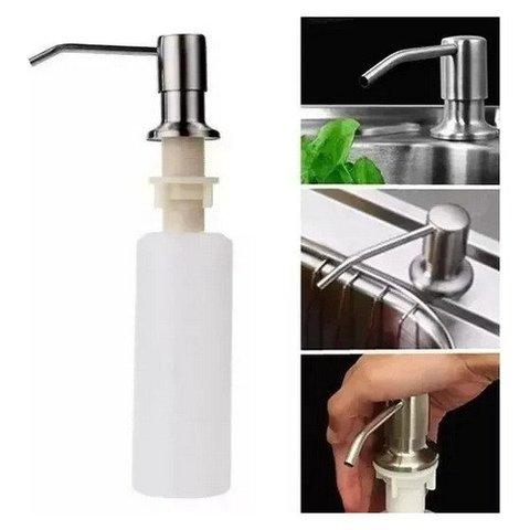 Dispenser de Embutir Prata Porta Detergente Dosador Aço Inox - Brinovar