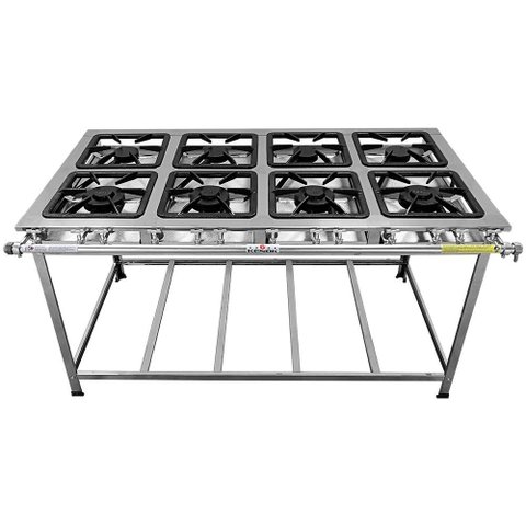 Fogão Serv Kenok Inox 8 Bocas 4 Duplas Baixa Pressão Fbse8b.843