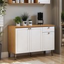 Ver imagem 1 de Balcão de Cozinha para Pia com Tampo 100% MDF Essência Frise Branco/Cinamomo