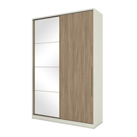 Guarda-roupa Modulado 158,5cm com Espelho 2 Portas de Correr Seletto Henn - Areia/jequitibá