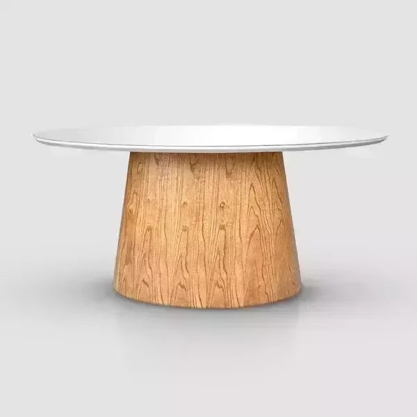 Mesa de Jantar Oval Tampo Laqueado com Vidro Off White 1,60m
