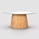 Ver imagem 1 de Mesa de Jantar Oval Tampo Laqueado com Vidro Off White 1,60m
