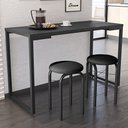 Ver imagem 2 de Mesa de Cozinha Bistrô Porto Preto 120cm com 2 Banquetas Industriais Maviê Preto - Mpozenato