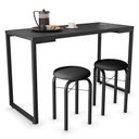 Ver imagem 1 de Mesa de Cozinha Bistrô Porto Preto 120cm com 2 Banquetas Industriais Maviê Preto - Mpozenato